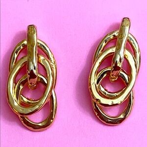Vintage 80s Gold Toned Dangling Post Pierced Earrings